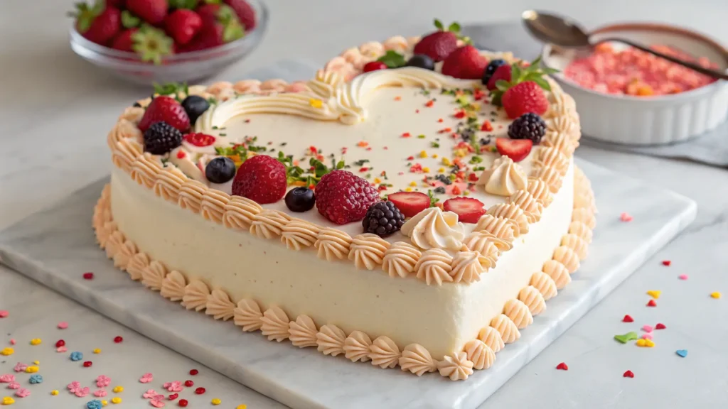 DIY Heart Shaped Cake with Buttercream Frosting