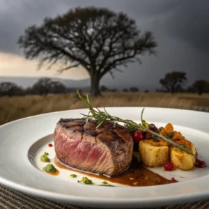 Pan-Seared Antelope Medallions with Vegetables