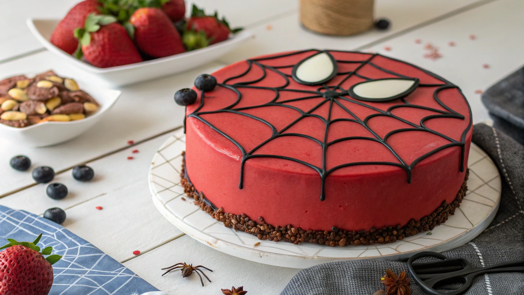 Spiderman Birthday Cake with Web Design