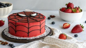 Homemade Spiderman Cake with Fondant