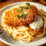 Golden Crispy Chicken Alfredo Perfection