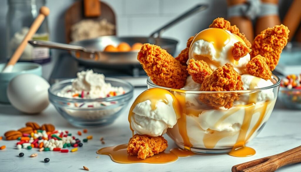 Crispy Fried Chicken Ice Cream Close-Up