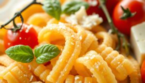 Homemade Garganelli Pasta on a Wooden Board