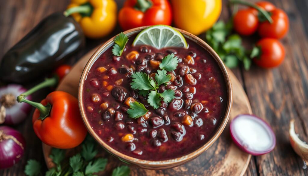 Low-Fat Purple Black Bean Soup