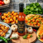 Spicy Peri Peri Sauce on a Wooden Table