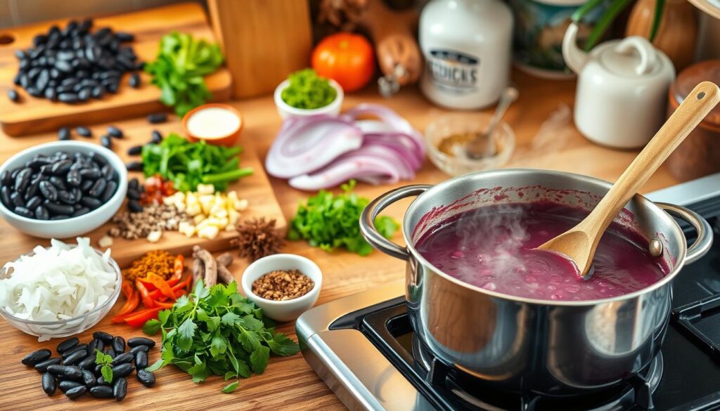 Purple Black Bean Soup Cooking Process