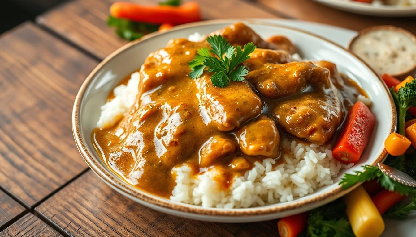 Savory Smothered Chicken with Creamy Rice