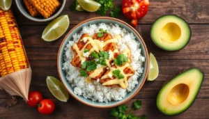 Grilled Chicken with Street Corn Rice Bowl