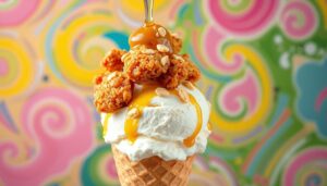 Sweet and Savory Fried Chicken Ice Cream Treat