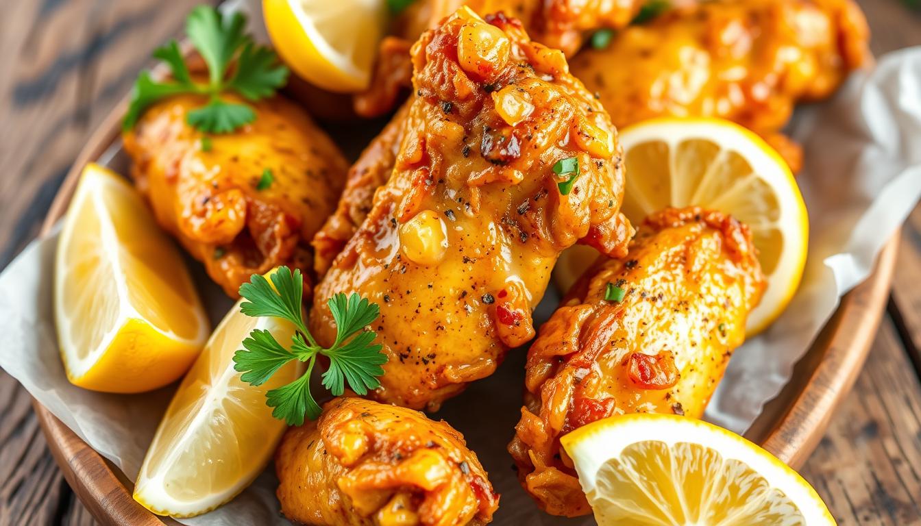 Crispy Lemon Pepper Wings in a Basket