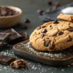 A bowl of creamy edible chocolate chip cookie dough with a spoon scooping out a bite.