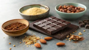 A tray of knafeh chocolate bars, topped with crushed pistachios and a drizzle of syrup.