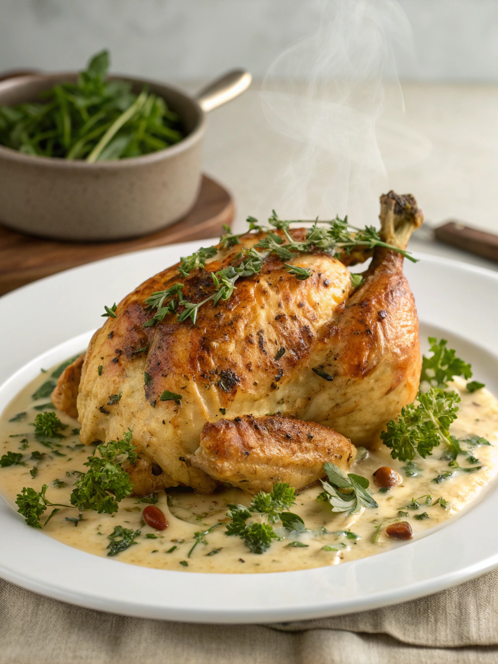 creamy herb roasted chicken