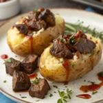 Baked Potatoes with Steak Bites