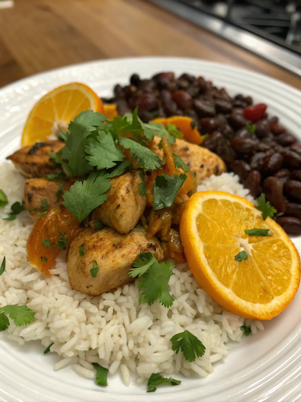 Cilantro Orange Chicken with Rice and Beans ingredients