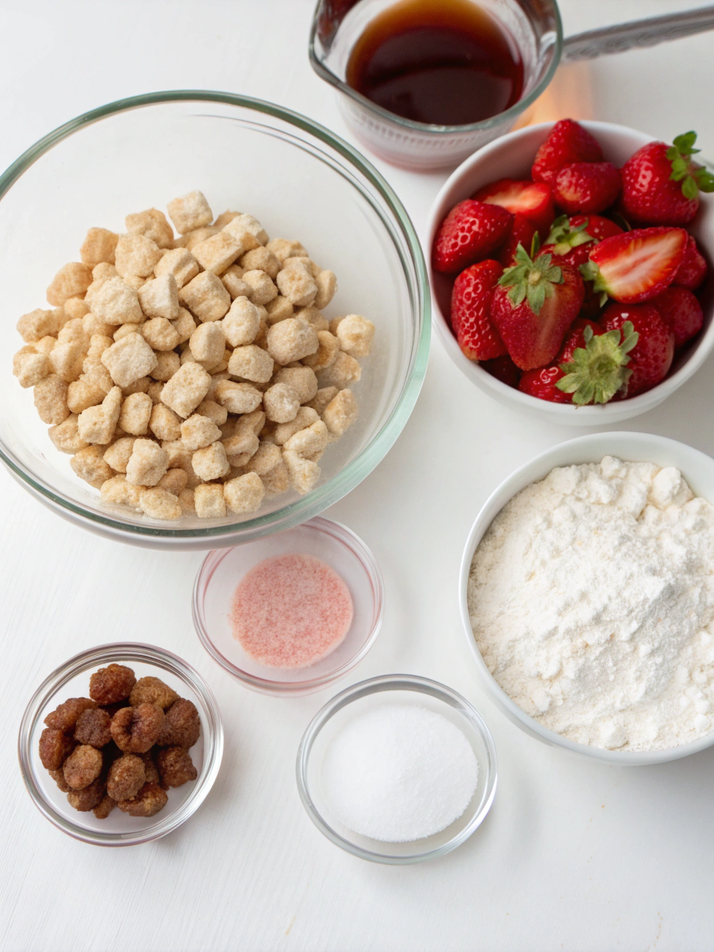 Fluffy Strawberry Shortcake Puppy Chow ingredients