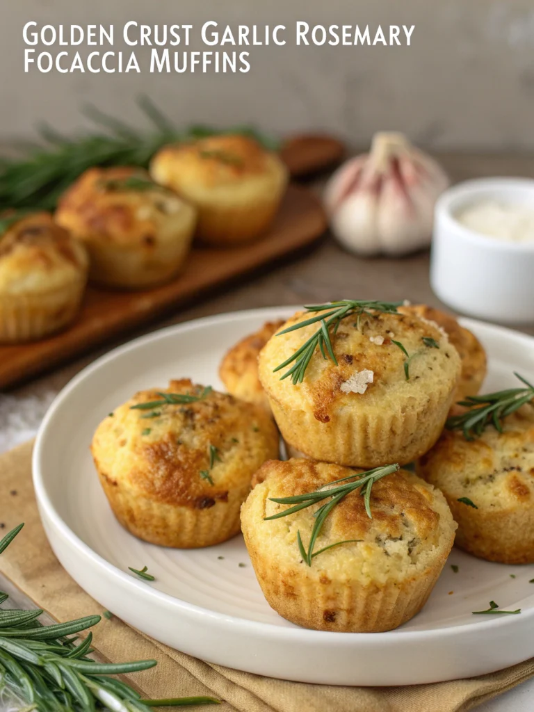 Golden Crust Garlic Rosemary Focaccia Muffins
