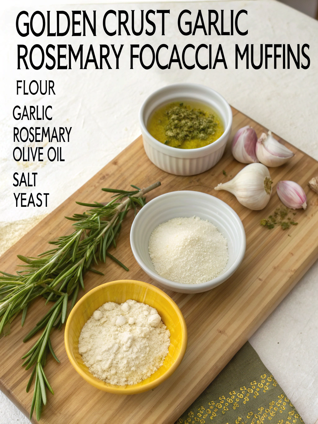 Golden Crust Garlic Rosemary Focaccia Muffins Ingredients