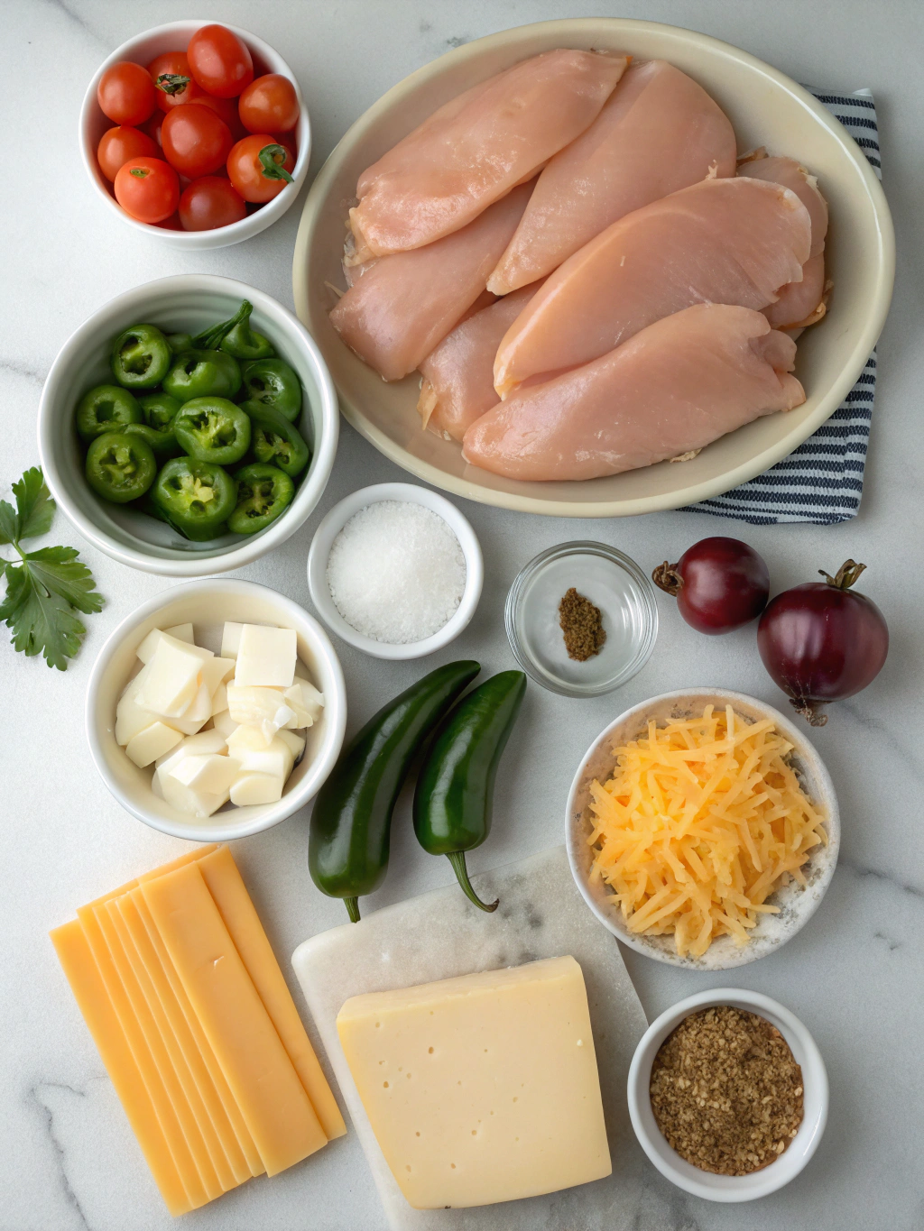 Ingredients for One Pan Cheesy Jalapeño Chicken Recipe