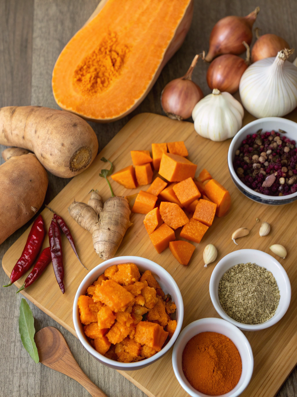 Spicy Butternut Squash Sweet Potato Soup Ingredients