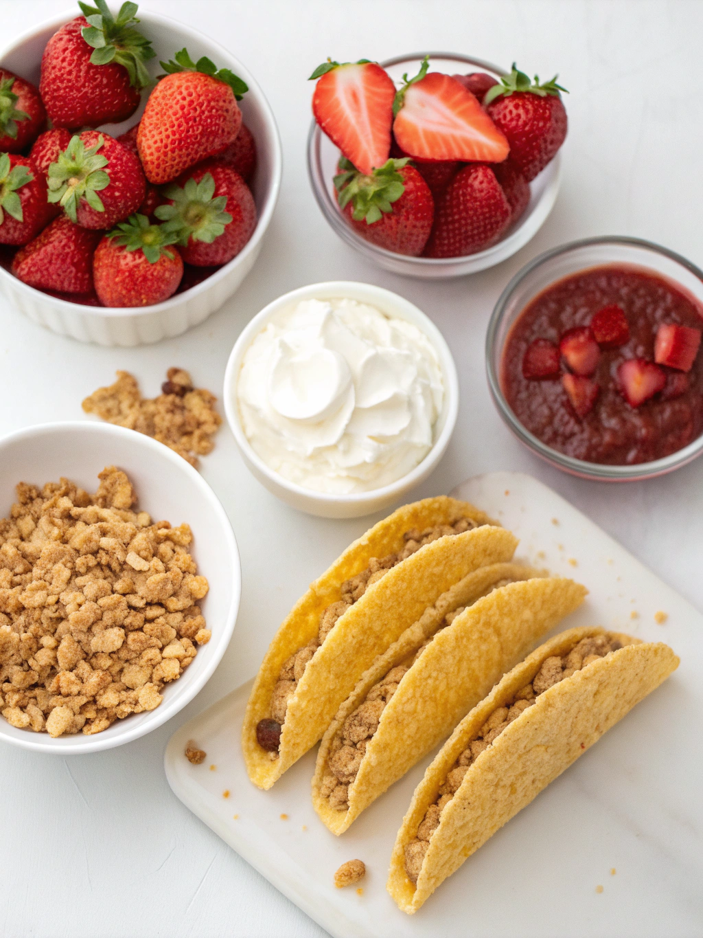 Strawberry Crunch Cheesecake Tacos ingredients