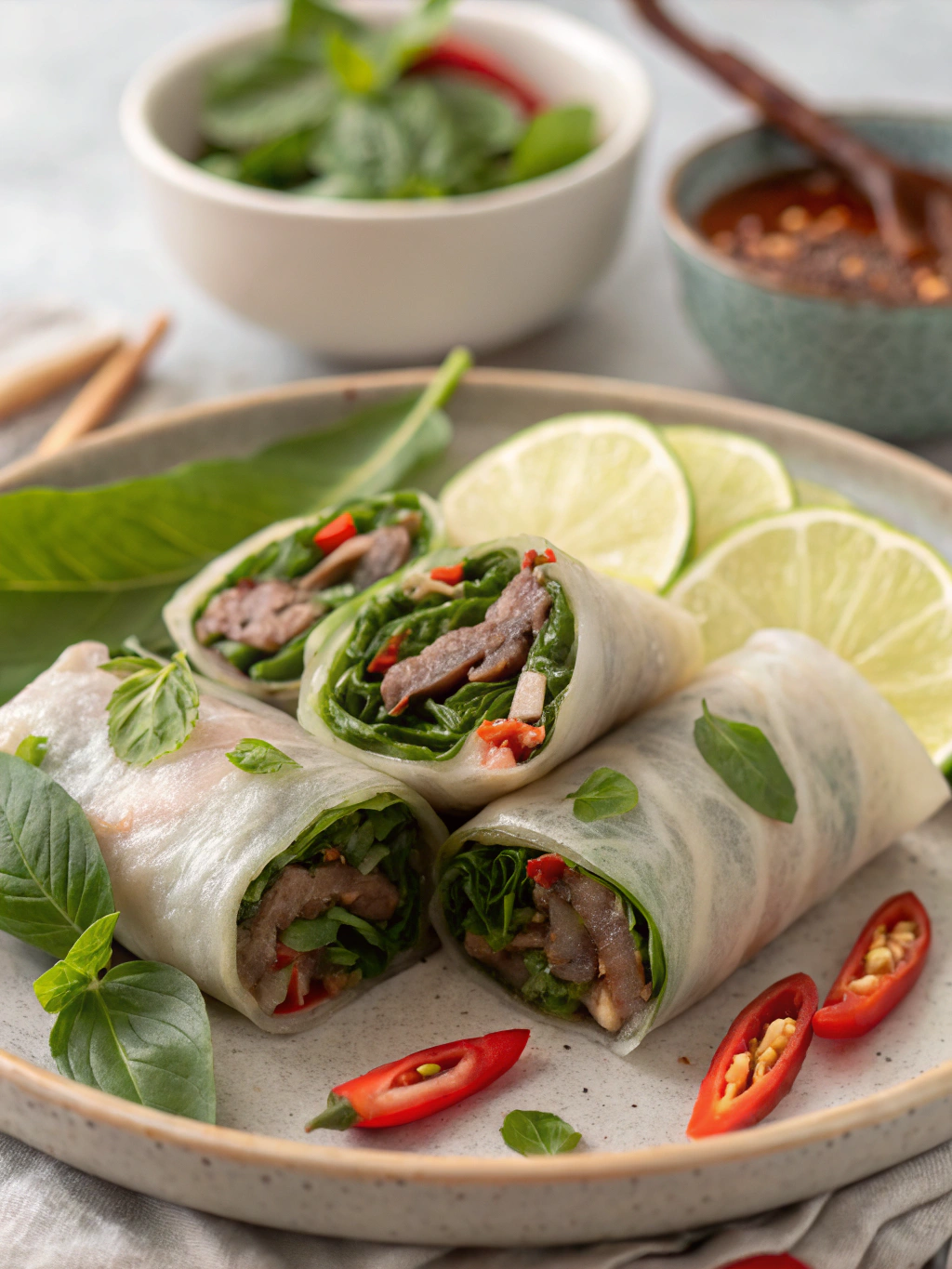 Thai Basil Beef Rolls